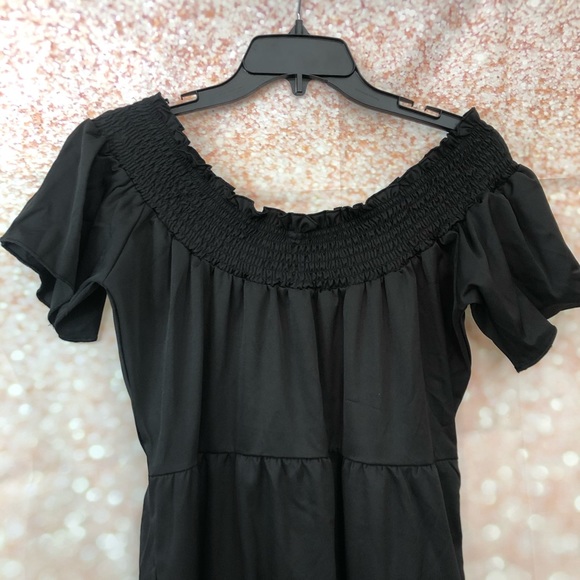 NEW Black Tiered Off-the-Shoulder Maxi Dress - Picture 6 of 7